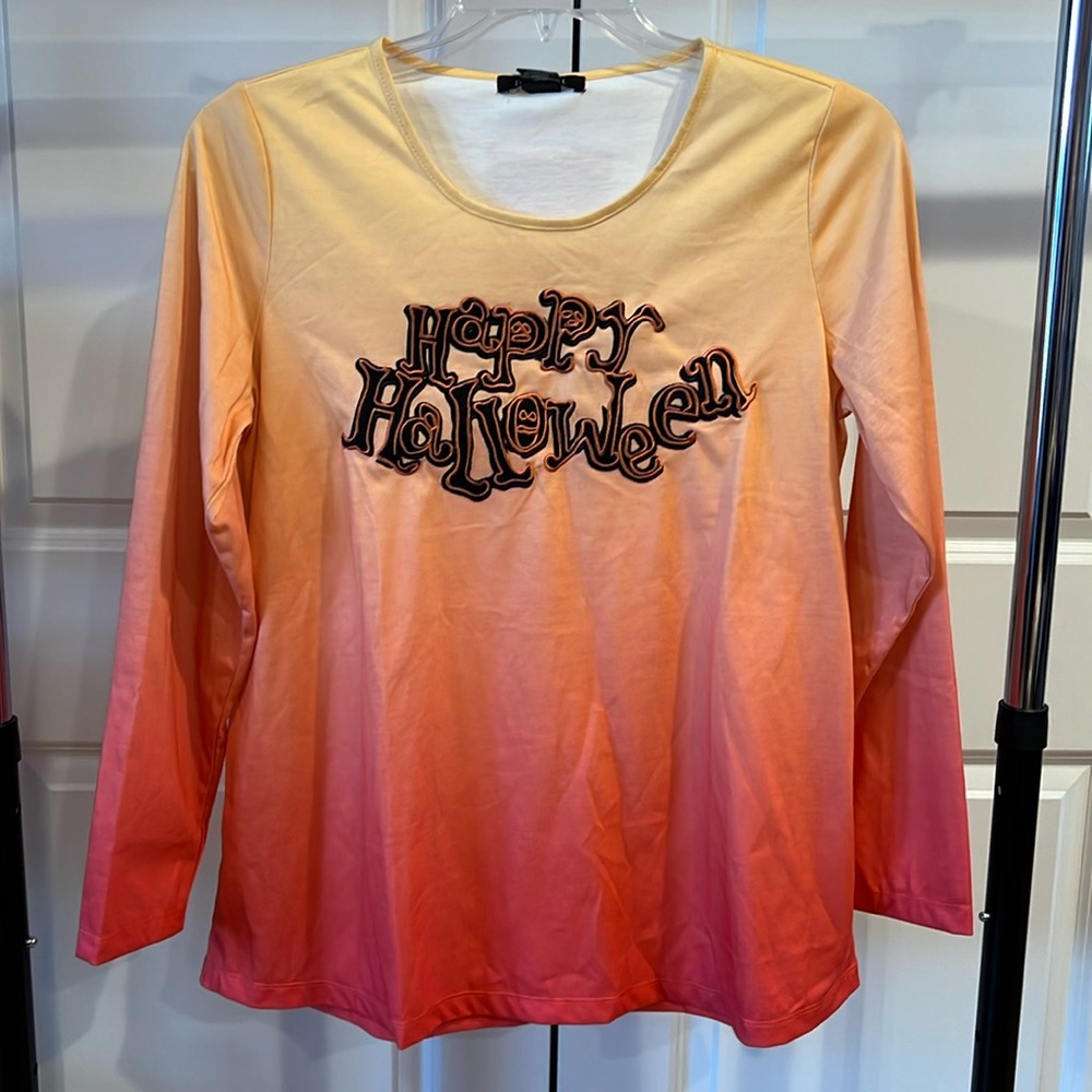 Project Halloween Orange Ombré Long Sleeve Tee NWT